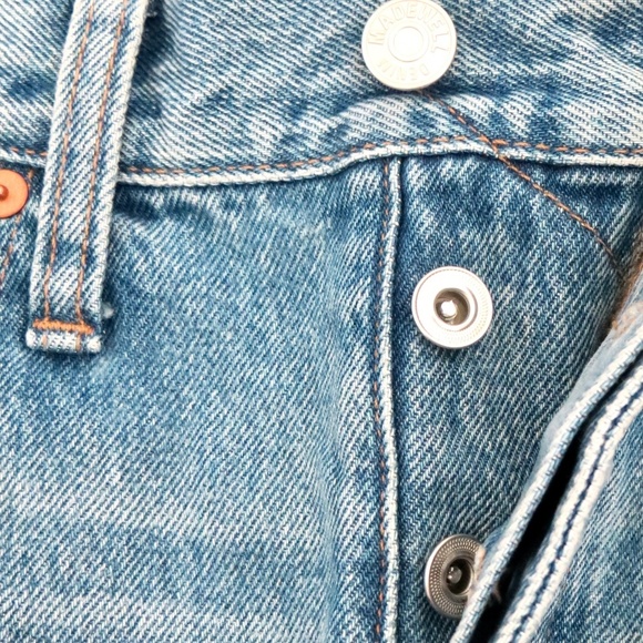 NEW! Madewell Relaxed Mid-Length Denim Shorts Button Fly Blue SZ 25 - Picture 13 of 14